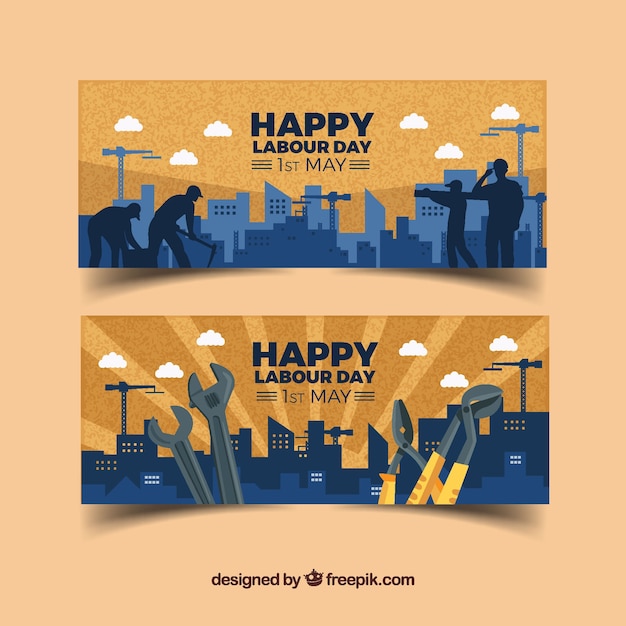 Free vector happy labour day banners