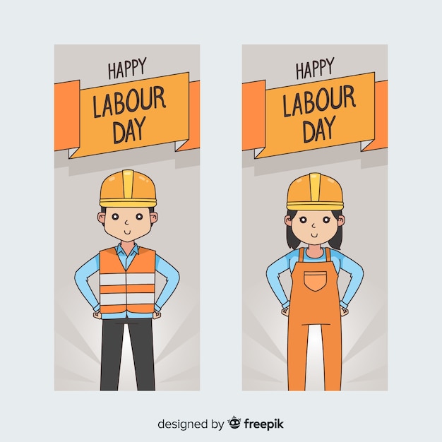 Free vector happy labour day banners