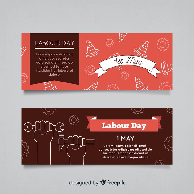 Happy labour day banners