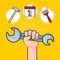 Free vector happy labour day labour objects illustration