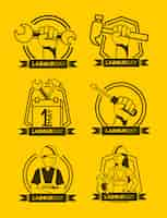 Free vector happy labour day set of labour icons illustration