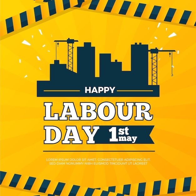 Free vector happy labour day with buildings