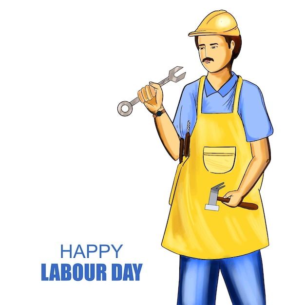 Free vector happy labour day on workar card design