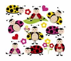 Free vector happy ladybugs