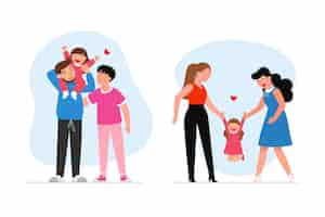 Free vector happy lesbian family with child.