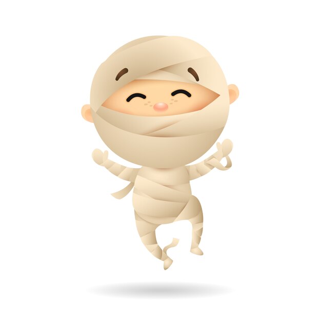 Happy little boy in mummy costume