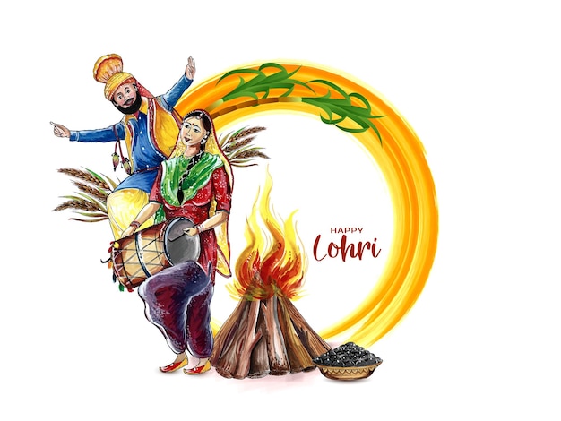 펀자브 배경 디자인의 해피 로리 문화 축제