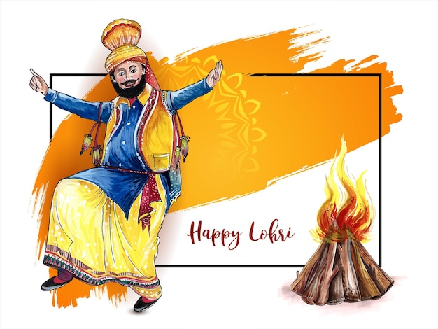 Free vector happy lohri cultural festival of punjab background design