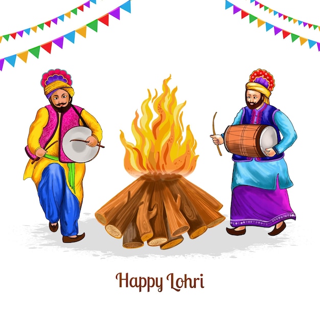 Vettore gratuito felice festival culturale di lohri di background punjab