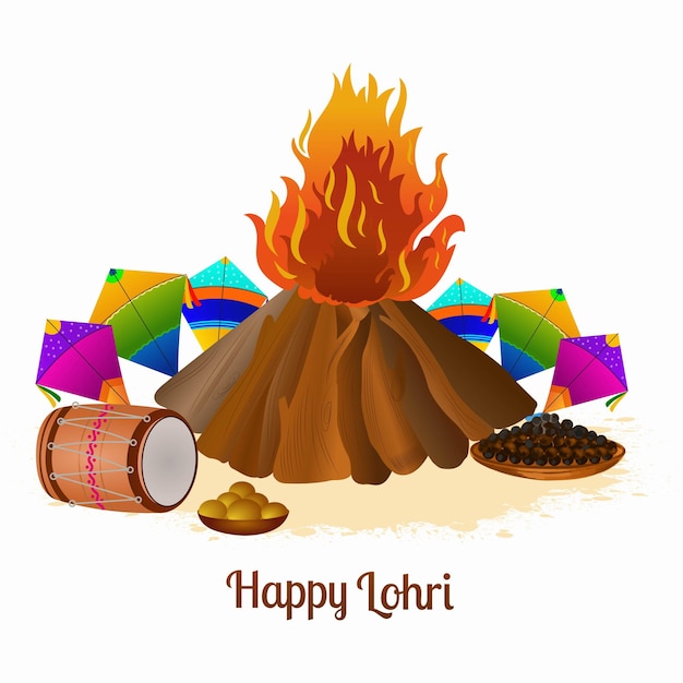 Free vector happy lohri cultural festival of punjab background