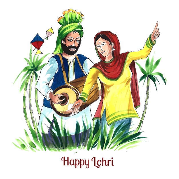 Happy lohri holiday background for punjabi festival design