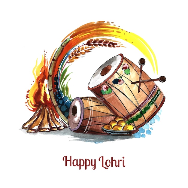 Happy lohri holiday background for punjabi festival design