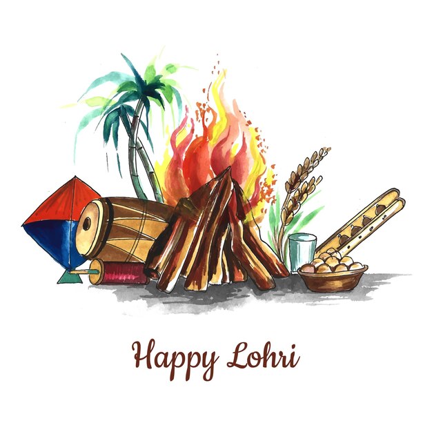 해피 lohri 휴일 축제 카드 배경