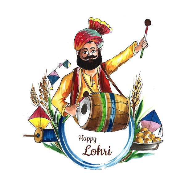 Fondo felice della carta del festival di festa di lohri