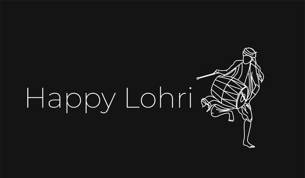 Happy Lohri Man Playing Dhol Holiday Festival of Punjab India