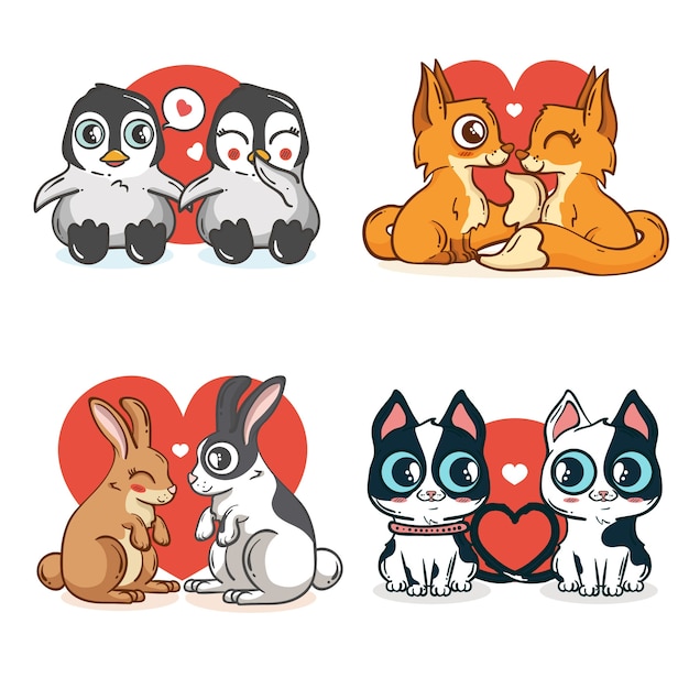 Happy lovely animal couples for valentine