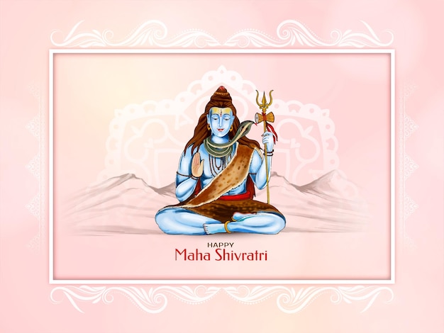 Vettore gratuito congratulazioni maha shivratri cultura indù festa indiana greeting card design