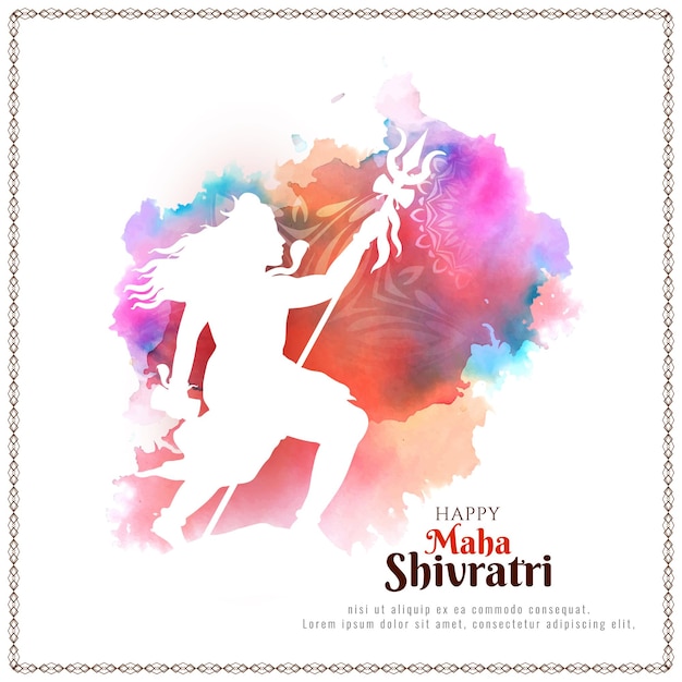 Free vector happy maha shivratri cultural hindu indian festival greeting card design