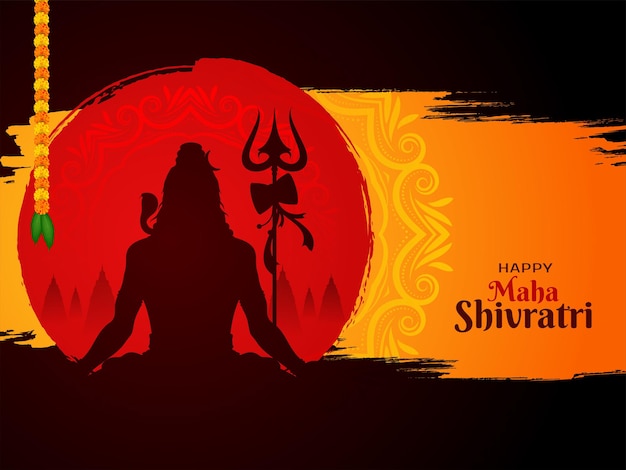Счастливый фестиваль празднования Маха Шиваратри мифологический вектор фона