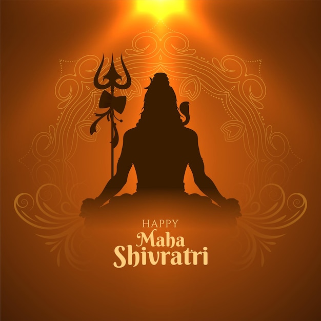 Free vector happy maha shivratri festival classic mythological background vector