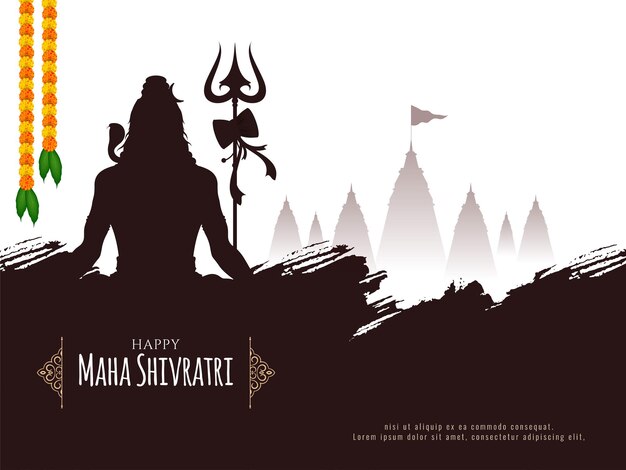 Happy Maha Shivratri festival lord shiva worship background vector