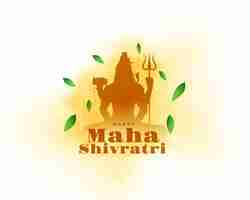 Free vector happy maha shivratri greeting background with lord shiva silhouette