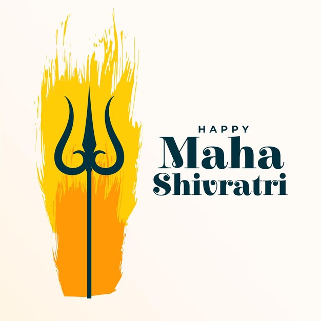 Free vector happy maha shivratri greeting card with lord shiva trishul