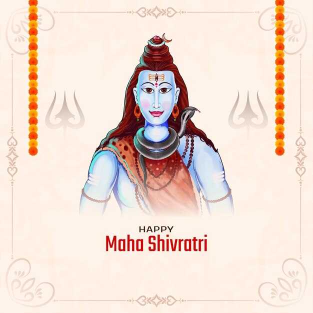 Free vector happy maha shivratri indian festival background with lord shiva