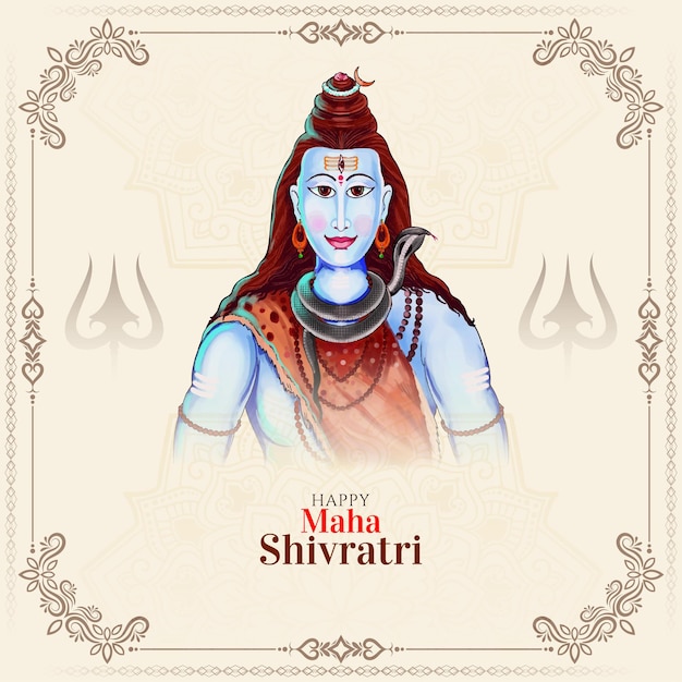 Vettore gratuito felice maha shivratri festa indiana sfondo religioso