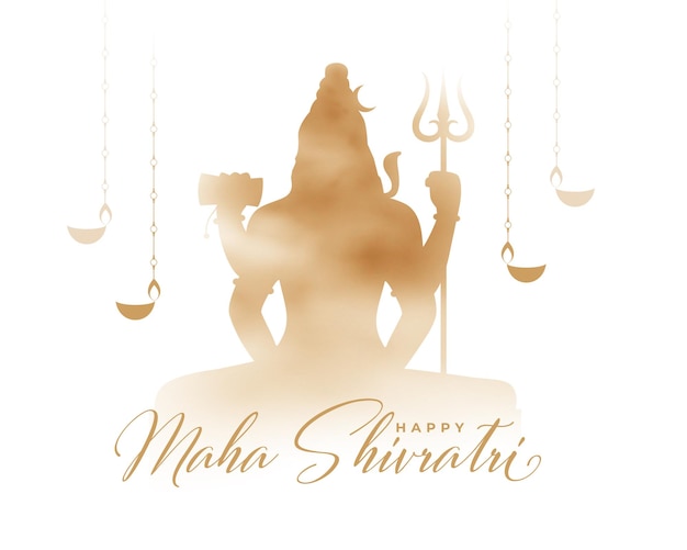 Бесплатное векторное изображение Счастливый маха шиватри религиозная карточка с силуэтом господа шивы