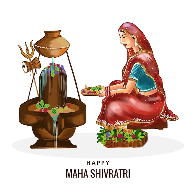 Free vector happy maha shivratri traditional festival card background
