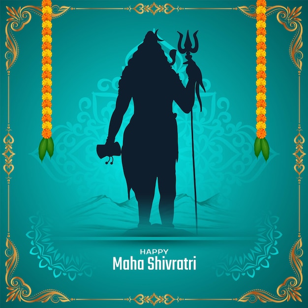 Бесплатное векторное изображение Счастливого маха шиваратри традиционный индийский фестиваль празднование фона
