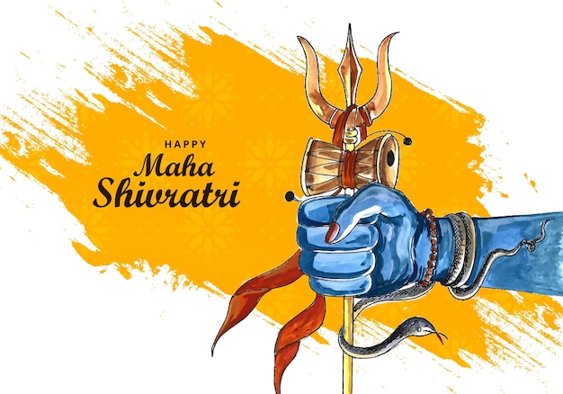 Happy maha shivratri with trisulam a hindu festival celebration card design