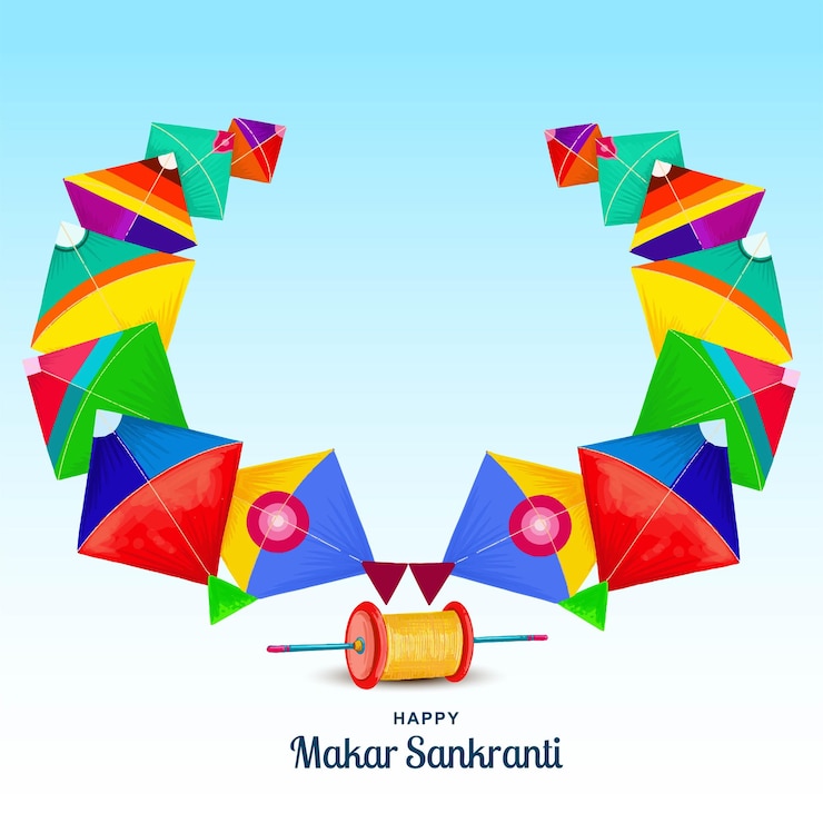 मुफ़्त वेक्टर happy makar sankranti celebration colorful kites card background