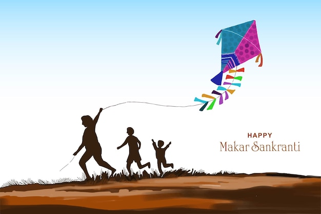 Free vector happy makar sankranti colorful kites for festival of india background