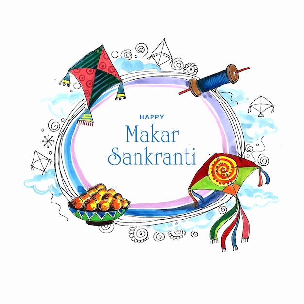 Разноцветные воздушные змеи happy makar sankranti для фестиваля в индии