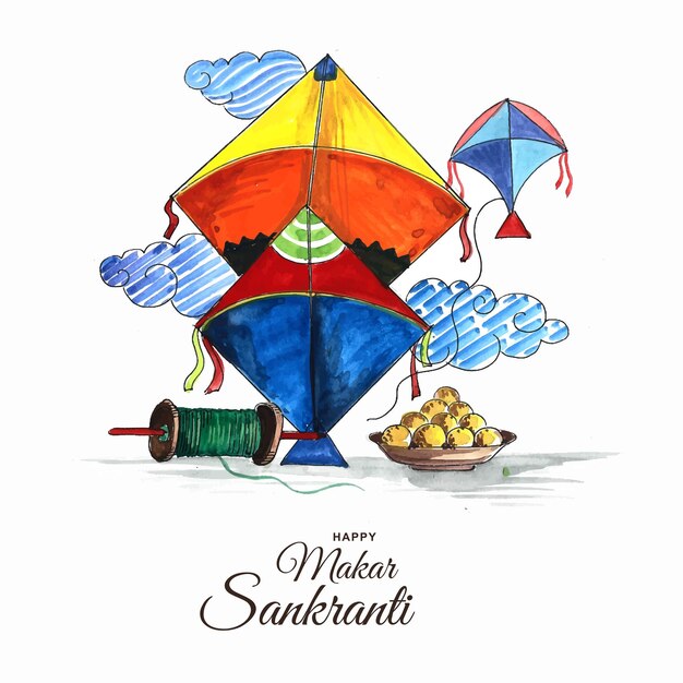 Разноцветные воздушные змеи happy makar sankranti для фестиваля в индии