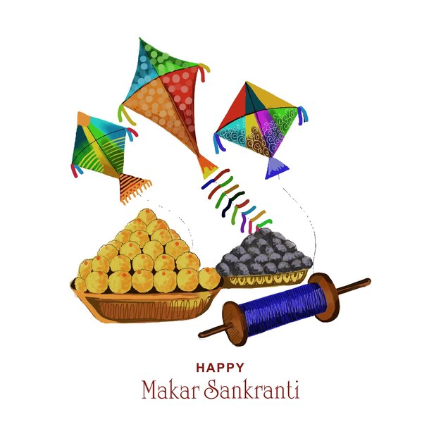 インドのお祭りのための幸せなマカールサンクランティカラフルな凧