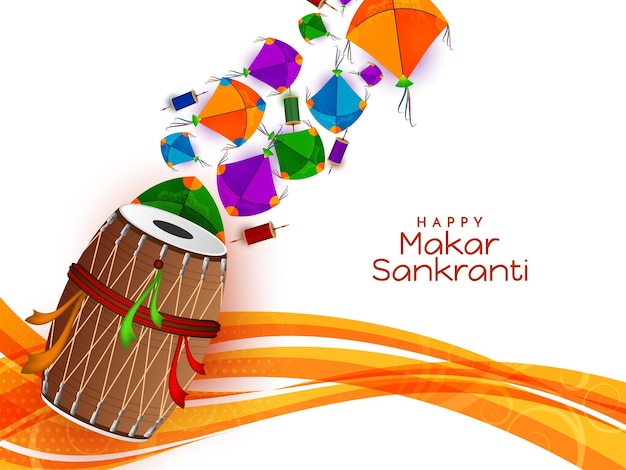 Free vector happy makar sankranti cultural indian festival background design