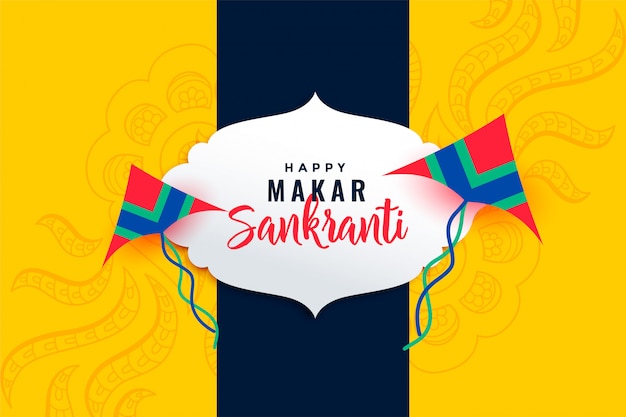 Free vector happy makar sankranti festival background with flying kites