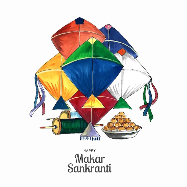 Счастливый макар санкранти праздничная открытка индийский фестиваль дизайн