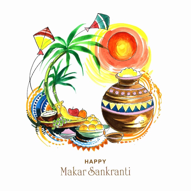 Happy makar sankranti holiday india festival background