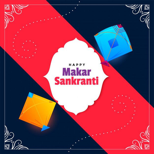 Happy makar sankranti wishes festival card design