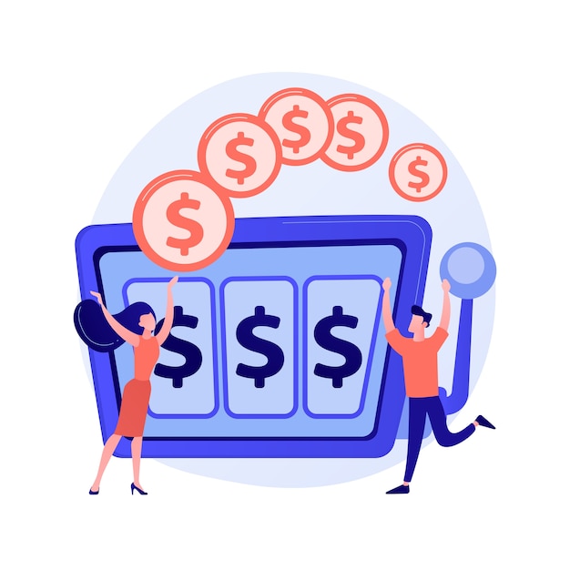Free vector happy man won jackpot in casino. lucky gambler receiving money prize. risky entertainment. slot machine, one armed bandit, gambling addiction. vector isolated concept metaphor illustration