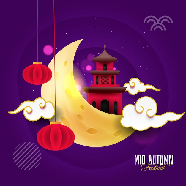 Happy mid autumn with mood and lantern