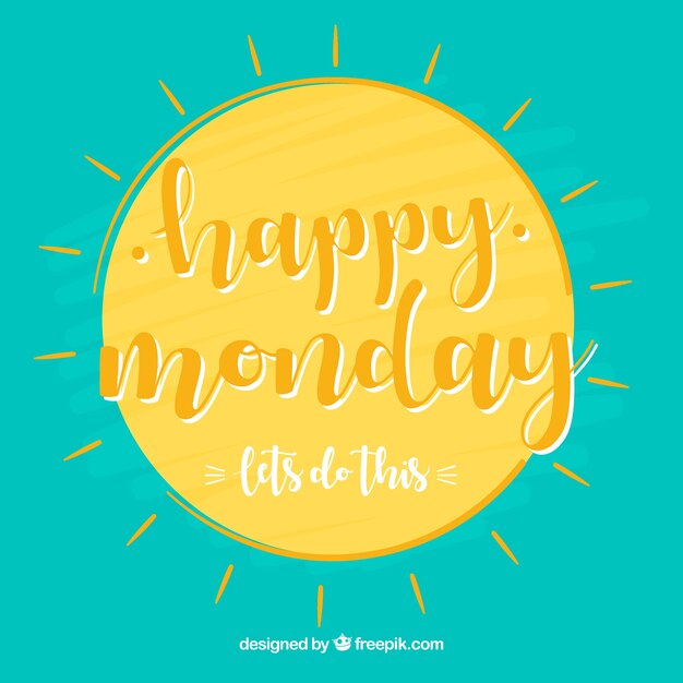 Free Vector | Happy monday vintage background with hand painted sun and