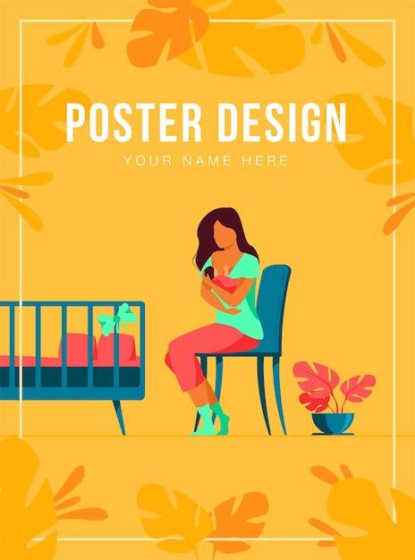 Happy mother breastfeeding her baby poster template