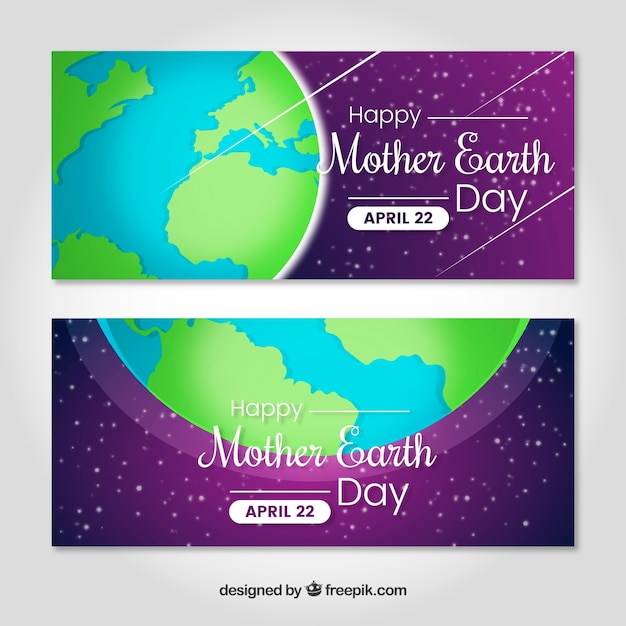 Happy mother earth day banners in flat design