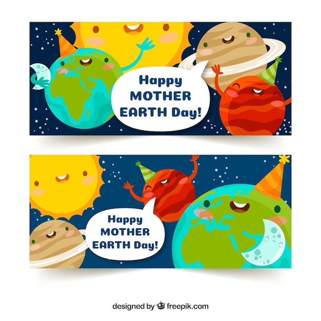 Happy mother earth day banners