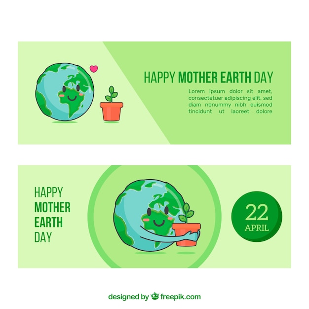 Happy mother earth day banners